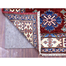 Load image into Gallery viewer, 2&#39;7&quot;x8&#39;10&quot; Soft Natural Wool Hand Knotted Brick Red Super Kazak With Tribal Medallions Oriental Runner Rug FWR408174