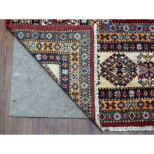 Load image into Gallery viewer, 8&#39;1&quot;x10&#39; Deep Red Soft Afghan Wool Hand Knotted Super Kazak With Geometric Design Oriental Rug FWR408348