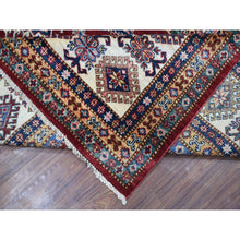 Load image into Gallery viewer, 8&#39;1&quot;x10&#39; Deep Red Soft Afghan Wool Hand Knotted Super Kazak With Geometric Design Oriental Rug FWR408348