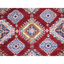 Load image into Gallery viewer, 8&#39;1&quot;x10&#39; Deep Red Soft Afghan Wool Hand Knotted Super Kazak With Geometric Design Oriental Rug FWR408348