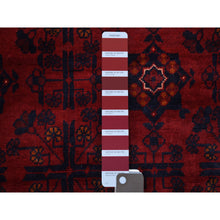 Load image into Gallery viewer, 3&#39;4&quot;x5&#39; Afghan Khamyab With Geometric Medallions Design Hand Knotted Deep And Saturated Red Denser Weave With Shiny Wool Oriental Rug FWR408534