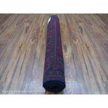 Load image into Gallery viewer, 3&#39;4&quot;x5&#39; Afghan Khamyab With Geometric Medallions Design Hand Knotted Deep And Saturated Red Denser Weave With Shiny Wool Oriental Rug FWR408534