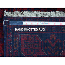 Load image into Gallery viewer, 3&#39;4&quot;x5&#39; Afghan Khamyab With Geometric Medallions Design Hand Knotted Deep And Saturated Red Denser Weave With Shiny Wool Oriental Rug FWR408534