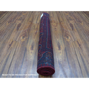 3'3"x5' Afghan Khamyab With Tribal Medallions Design Denser Weave With Shiny Wool Hand Knotted Deep And Saturated Red Oriental Rug FWR408552