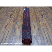Load image into Gallery viewer, 3&#39;3&quot;x5&#39; Afghan Khamyab With Tribal Medallions Design Denser Weave With Shiny Wool Hand Knotted Deep And Saturated Red Oriental Rug FWR408552