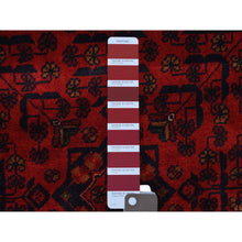Load image into Gallery viewer, 3&#39;4&quot;x4&#39;9&quot; Afghan Khamyab With Double Medallions Design Denser Weave With Shiny Wool Deep And Saturated Red Hand Knotted Oriental Rug FWR408588