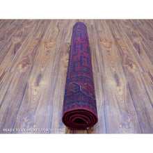Load image into Gallery viewer, 3&#39;4&quot;x4&#39;9&quot; Afghan Khamyab With Double Medallions Design Denser Weave With Shiny Wool Deep And Saturated Red Hand Knotted Oriental Rug FWR408588