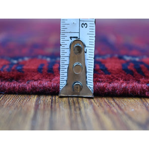 3'4"x4'9" Afghan Khamyab With Double Medallions Design Denser Weave With Shiny Wool Deep And Saturated Red Hand Knotted Oriental Rug FWR408588