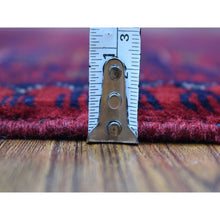 Load image into Gallery viewer, 3&#39;4&quot;x4&#39;9&quot; Afghan Khamyab With Double Medallions Design Denser Weave With Shiny Wool Deep And Saturated Red Hand Knotted Oriental Rug FWR408588