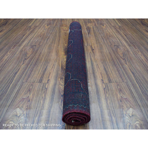 3'3"x4'10" Afghan Khamyab With Double Medallions Design Denser Weave With Shiny Wool Hand Knotted Deep And Saturated Red Oriental Rug FWR408594
