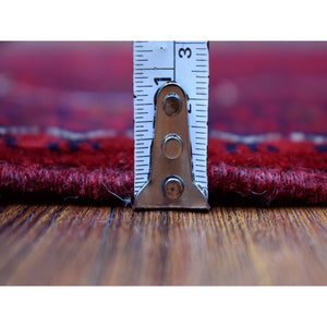 3'3"x4'10" Afghan Khamyab With Double Medallions Design Denser Weave With Shiny Wool Hand Knotted Deep And Saturated Red Oriental Rug FWR408594