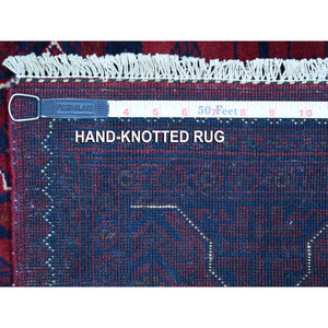 3'3"x4'10" Afghan Khamyab With Double Medallions Design Denser Weave With Shiny Wool Hand Knotted Deep And Saturated Red Oriental Rug FWR408594
