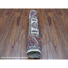 Load image into Gallery viewer, 2&#39;x2&#39;10&quot; Tribal Design Super Kazak Hand Knotted Ivory Pure Wool Oriental Mat Rug FWR408624