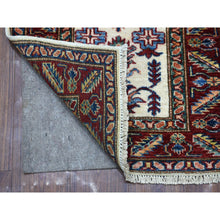 Load image into Gallery viewer, 2&#39;1&quot;x2&#39;10&quot; Hand Knotted Tribal Design Super Kazak Soft Afghan Wool Ivory With Pop Of Color Oriental Mat Rug FWR408768