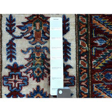 Load image into Gallery viewer, 2&#39;1&quot;x2&#39;10&quot; Hand Knotted Tribal Design Super Kazak Soft Afghan Wool Ivory With Pop Of Color Oriental Mat Rug FWR408768