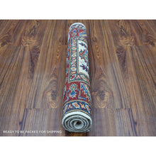 Load image into Gallery viewer, 2&#39;1&quot;x2&#39;10&quot; Hand Knotted Tribal Design Super Kazak Soft Afghan Wool Ivory With Pop Of Color Oriental Mat Rug FWR408768