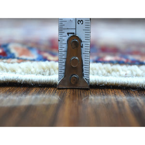 2'1"x2'10" Hand Knotted Tribal Design Super Kazak Soft Afghan Wool Ivory With Pop Of Color Oriental Mat Rug FWR408768