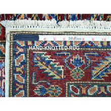 Load image into Gallery viewer, 2&#39;1&quot;x2&#39;10&quot; Hand Knotted Tribal Design Super Kazak Soft Afghan Wool Ivory With Pop Of Color Oriental Mat Rug FWR408768