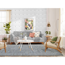 Load image into Gallery viewer, 6&#39;x9&#39;2&quot; Faded Gray Angora Oushak With All Over Design Hand Knotted Extra Soft Wool Oriental Rug FWR408852