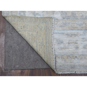 6'x9'2" Faded Gray Angora Oushak With All Over Design Hand Knotted Extra Soft Wool Oriental Rug FWR408852