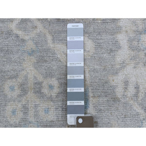 6'x9'2" Faded Gray Angora Oushak With All Over Design Hand Knotted Extra Soft Wool Oriental Rug FWR408852