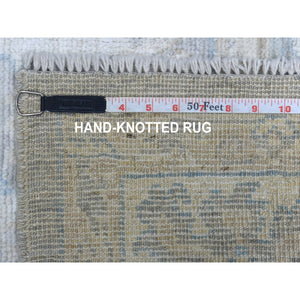 6'x9'2" Faded Gray Angora Oushak With All Over Design Hand Knotted Extra Soft Wool Oriental Rug FWR408852