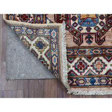 Load image into Gallery viewer, 2&#39;7&quot;x9&#39;8&quot; Super Kazak With Tribal Medallions Design Light Brown Pure Wool Hand Knotted Oriental Runner Rug FWR409038