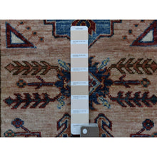 Load image into Gallery viewer, 2&#39;7&quot;x9&#39;8&quot; Super Kazak With Tribal Medallions Design Light Brown Pure Wool Hand Knotted Oriental Runner Rug FWR409038