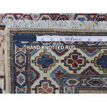 Load image into Gallery viewer, 2&#39;7&quot;x9&#39;8&quot; Super Kazak With Tribal Medallions Design Light Brown Pure Wool Hand Knotted Oriental Runner Rug FWR409038