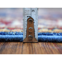 Load image into Gallery viewer, 2&#39;8&quot;x10&#39;5&quot; Hand Knotted Denim Blue Extra Soft Wool Super Kazak With Tribal Medallions Design Oriental Runner Rug FWR409080