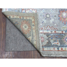Load image into Gallery viewer, 3&#39;2&quot;x10&#39; Angora Oushak With Geometric Design Hand Knotted Gray Soft Organic Wool Oriental Runner Rug FWR409884