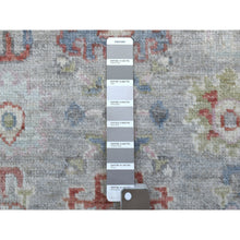 Load image into Gallery viewer, 3&#39;2&quot;x10&#39; Angora Oushak With Geometric Design Hand Knotted Gray Soft Organic Wool Oriental Runner Rug FWR409884