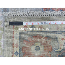 Load image into Gallery viewer, 3&#39;2&quot;x10&#39; Angora Oushak With Geometric Design Hand Knotted Gray Soft Organic Wool Oriental Runner Rug FWR409884