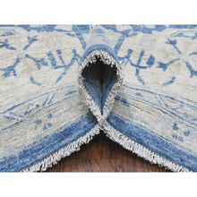 Load image into Gallery viewer, 9&#39;8&quot;x13&#39;5&quot; Denim Blue, Soft Wool Hand Knotted White Wash Peshawar, Natural Dyes Densely Woven, Oriental Rug FWR409944