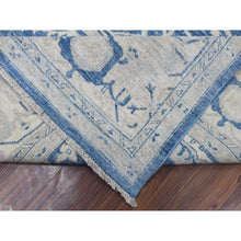 Load image into Gallery viewer, 9&#39;8&quot;x13&#39;5&quot; Denim Blue, Soft Wool Hand Knotted White Wash Peshawar, Natural Dyes Densely Woven, Oriental Rug FWR409944