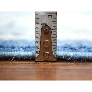 9'8"x13'5" Denim Blue, Soft Wool Hand Knotted White Wash Peshawar, Natural Dyes Densely Woven, Oriental Rug FWR409944