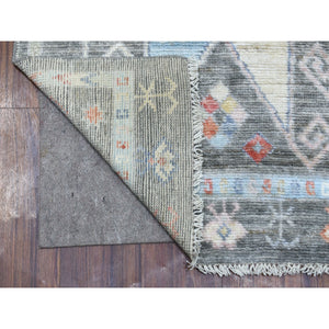 2'8"x9'7" Village Inspired Anatolian Colorful Star Design Soft Afghan Wool Hand Knotted Oriental Runner Rug FWR410022