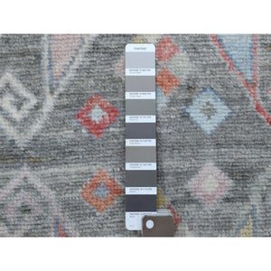 2'8"x9'7" Village Inspired Anatolian Colorful Star Design Soft Afghan Wool Hand Knotted Oriental Runner Rug FWR410022