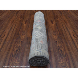2'8"x9'7" Village Inspired Anatolian Colorful Star Design Soft Afghan Wool Hand Knotted Oriental Runner Rug FWR410022