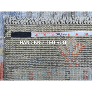 2'8"x9'7" Village Inspired Anatolian Colorful Star Design Soft Afghan Wool Hand Knotted Oriental Runner Rug FWR410022