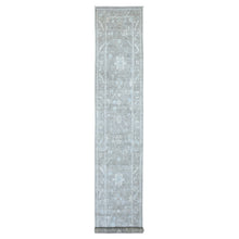 Load image into Gallery viewer, 2&#39;9&quot;x16&#39; Gray Hand Knotted Angora Oushak with All Over Design Soft Afghan Wool Oriental XL Runner Rug FWR410442