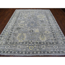 Load image into Gallery viewer, 8&#39;x9&#39;9&quot; Light Gray Angora Oushak With Tribal Design Extra Soft Wool Hand Knotted Oriental Rug FWR410850