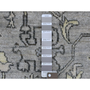 8'x9'9" Light Gray Angora Oushak With Tribal Design Extra Soft Wool Hand Knotted Oriental Rug FWR410850