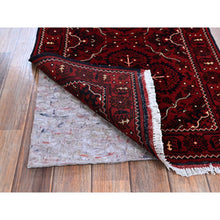 Load image into Gallery viewer, 2&#39;4&#39;x5&#39;2&quot; Ruby Red, Afghan Khamyab With Tribal Design, Hand Knotted, Soft And Shiny Wool, Natural Dyes, Short Runner, Oriental Rug FWR4104