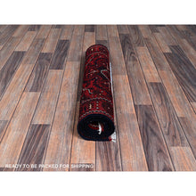 Load image into Gallery viewer, 2&#39;4&#39;x5&#39;2&quot; Ruby Red, Afghan Khamyab With Tribal Design, Hand Knotted, Soft And Shiny Wool, Natural Dyes, Short Runner, Oriental Rug FWR4104