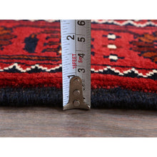 Load image into Gallery viewer, 2&#39;4&#39;x5&#39;2&quot; Ruby Red, Afghan Khamyab With Tribal Design, Hand Knotted, Soft And Shiny Wool, Natural Dyes, Short Runner, Oriental Rug FWR4104