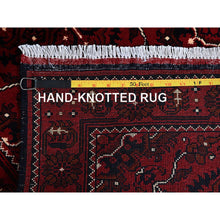 Load image into Gallery viewer, 2&#39;4&#39;x5&#39;2&quot; Ruby Red, Afghan Khamyab With Tribal Design, Hand Knotted, Soft And Shiny Wool, Natural Dyes, Short Runner, Oriental Rug FWR4104
