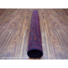 Load image into Gallery viewer, 4&#39;2&quot;x6&#39;6&quot; Deep And Saturated Red Afghan Khamyab With Geometric Design Denser Weave With Shiny Wool Hand Knotted Oriental Rug FWR411336