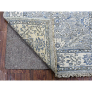 2'6"x9'9" Hand Knotted Gray Afghan Peshawar With All Over Heriz Design Extra Soft Wool Oriental Runner Rug FWR411576
