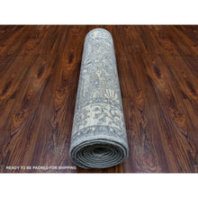 Load image into Gallery viewer, 2&#39;6&quot;x9&#39;9&quot; Hand Knotted Gray Afghan Peshawar With All Over Heriz Design Extra Soft Wool Oriental Runner Rug FWR411576